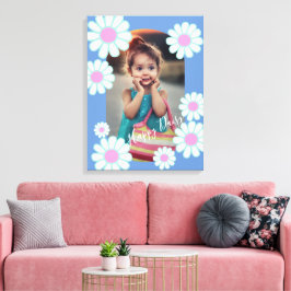 Daisy Eenvoudige Blauwe Foto Canvas Afdruk