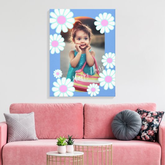 Daisy Eenvoudige Blauwe Foto Canvas Afdruk (Insitu (Woonkamer))