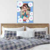 Daisy Eenvoudige Blauwe Foto Canvas Afdruk (Insitu (Slaapkamer))