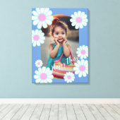 Daisy Eenvoudige Blauwe Foto Canvas Afdruk (Insitu (Houten vloer))