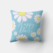 Daisy Eenvoudige Blauwe Foto Kussen (Achterkant)