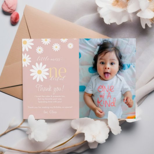 Daisy Eerste Verjaardag Bedankkaart Retro Daisy Kaart