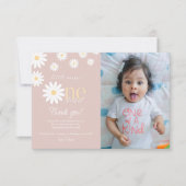 Daisy Eerste Verjaardag Bedankkaart Retro Daisy Kaart (Voorkant)