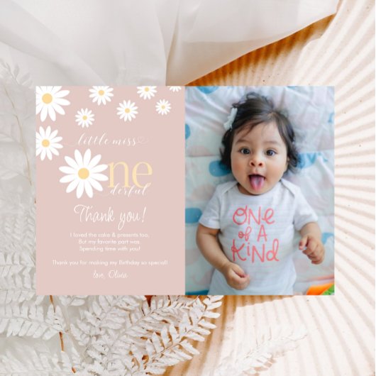 Daisy Eerste Verjaardag Dank u Kaart Retro Daisy