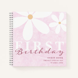 Daisy Eerste Verjaardag Thema Feest Gastboek Roze Notitieboek