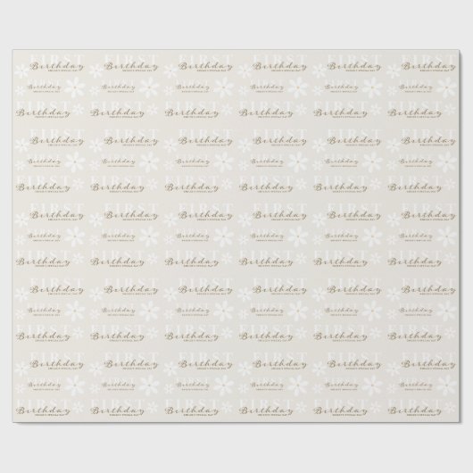 Daisy eerste verjaardag themafeest cadeaupapier (Vlak)