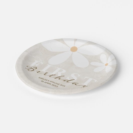 Daisy eerste verjaardag themafeest papieren bordje (Gekanteld)