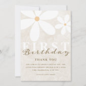 Daisy eerste verjaardag Theme Party Dank je kaart (Voorkant)