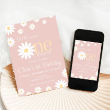 Daisy eerste verjaardag uitnodiging Boho Retro Dai