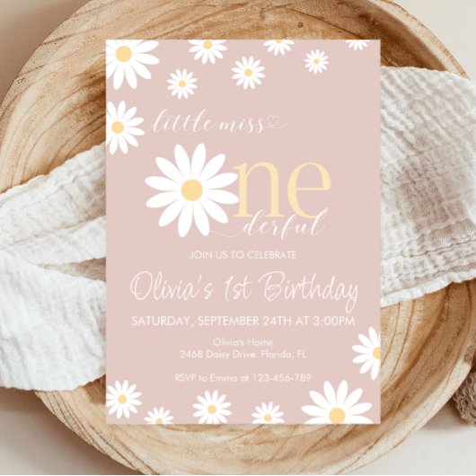 Daisy eerste verjaardag uitnodiging Boho Retro Dai