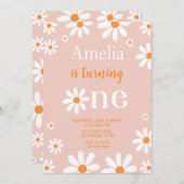 Daisy Eerste Verjaardag Uitnodiging Daisy 1e Uitno (Voorkant / Achterkant)