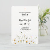 Daisy elegant Girl Baptism Invitation Kaart (Staand voorkant)