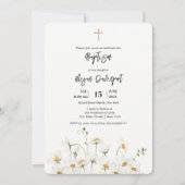 Daisy elegant Girl Baptism Invitation Kaart (Voorkant)