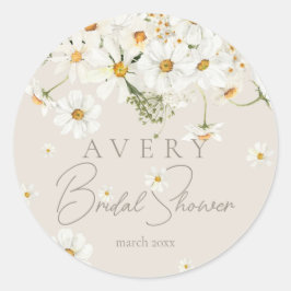 Daisy Elegant Wildflower Modern Vrijgezellenfeest Ronde Sticker