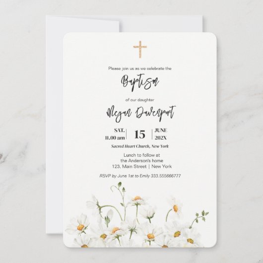 Daisy elegante Meisje Doop Uitnodiging