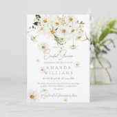 Daisy Elegante Wilde Bloem Moderne Bruidsdouche Kaart (Staand voorkant)