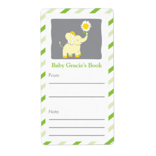 Daisy Elephant Bookplate Etiket