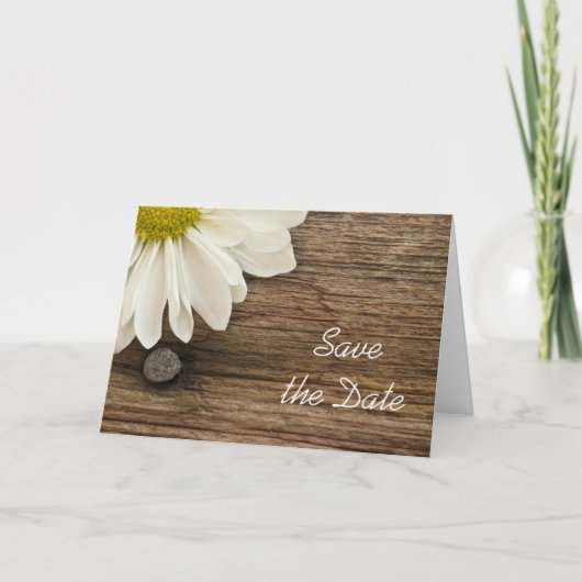Daisy en Barn Wood Boerderij Wedding Save the Date Aankondiging (Voorkant)