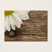 Daisy en Barn Wood Country Wedding Charity Favor Visitekaartjes (Voorkant)
