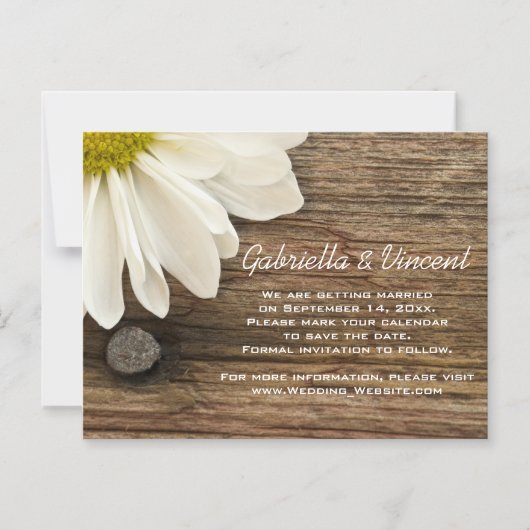 Daisy en Barn Wood Ranch Wedding Save the Date Magnetische Uitnodiging (Voorkant)