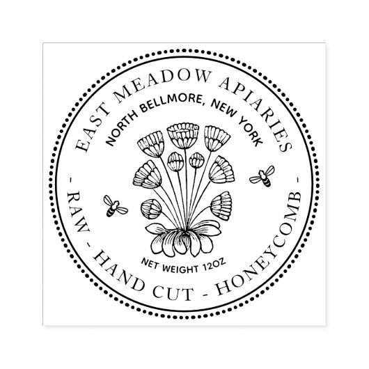 Daisy en bijenhoningraat Stempel (Afrduk)