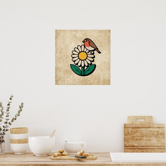 Daisy en Bird Design Poster (Keuken)