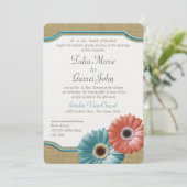 Daisy en Burlap Coral en Aqua Kaart (Staand voorkant)