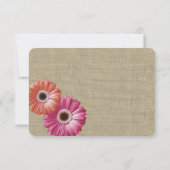 Daisy en Burlap Coral en Roze Antwoorden RSVP Kaartje (Achterkant)