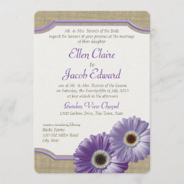 Daisy en Burlap Lavendel Paarse Kaart