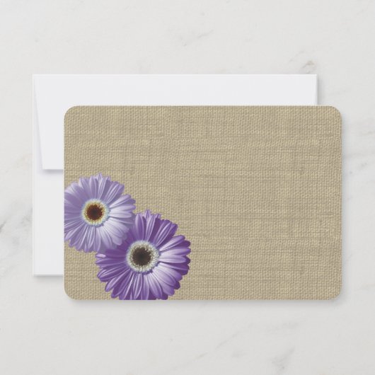 Daisy en Burlap Lavendel Paarse reactie RSVP Kaartje (Achterkant)