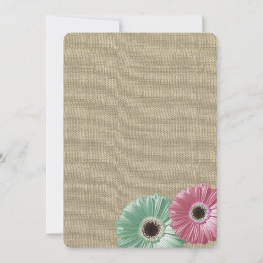 Daisy en Burlap Mint groen en roze Kaart (Achterkant)