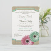 Daisy en Burlap Mint groen en roze Kaart (Staand voorkant)