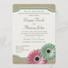 Daisy en Burlap Mint groen en roze Kaart