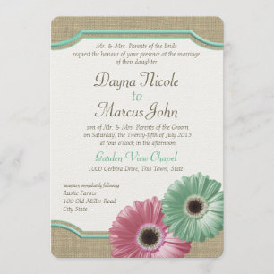 Daisy en Burlap Mint groen en roze Kaart