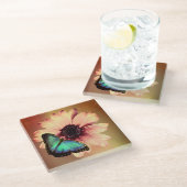 Daisy en Butterfly Glazen Onderzetter (Schuin)