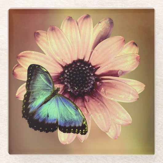 Daisy en Butterfly Glazen Onderzetter (Voorkant)