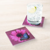 Daisy en Butterfly Glazen Onderzetter (Schuin)