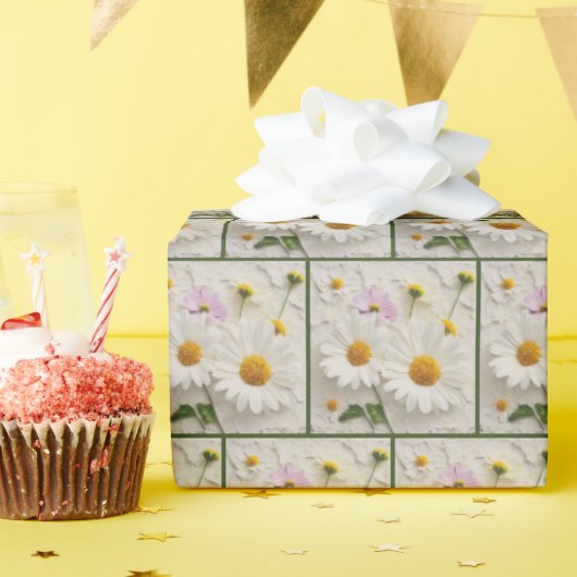 Daisy en Cosmos Bloemen op noodlijdend papier (Verjaardagsfeest)