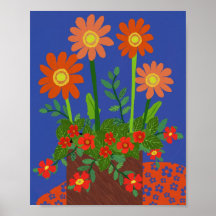 Daisy en Crimson Phlox Poster