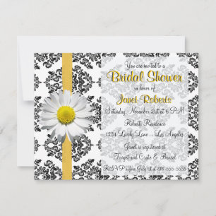 Daisy en Damask Bridal Shower Invitation Kaart