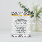 Daisy en Damask Wedding Invitation Kaart (Staand voorkant)