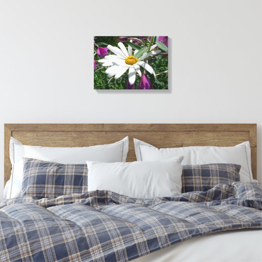 Daisy en Fireweed Wildflower Canvas Afdruk (Insitu (Slaapkamer))