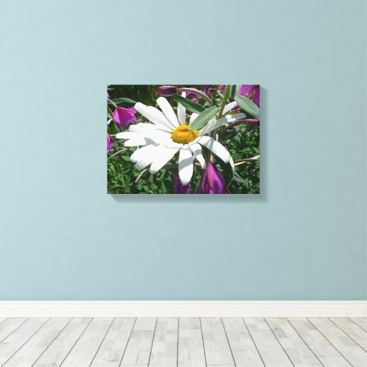 Daisy en Fireweed Wildflower Canvas Afdruk (Insitu (Houten vloer))