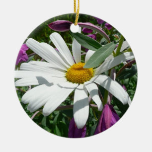 Daisy en Fireweed Wildflower Keramisch Ornament