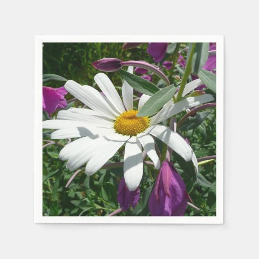 Daisy en Fireweed Wildflower Servetten (Voorkant)
