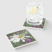 Daisy en Fireweed Wildflower Stenen Onderzetter (Zijkant)
