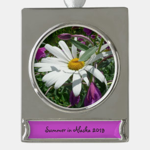 Daisy en Fireweed Wildflower Verzilverd Banner Ornament