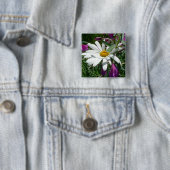 Daisy en Fireweed Wildflower Vierkante Button 5,1 Cm (In situ)
