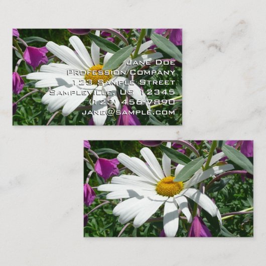 Daisy en Fireweed Wildflower Visitekaartje (Voorkant / Achterkant)