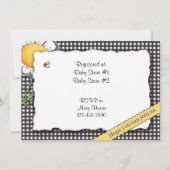 Daisy en Gingham Baby shower Invitation Kaart (Achterkant)